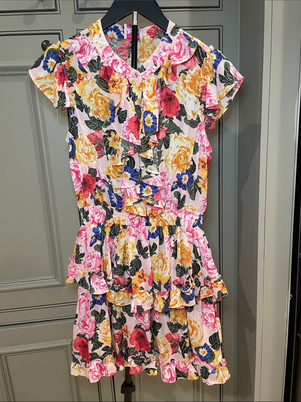Buddy Love Feminine Tiered Ruffle Floral Mini Dress Romantic Chic